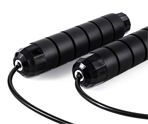 BOOMIBOO Jump Rope, Adjustable Jump Ropes,Skipping Rope Tangle-Free Rapid Speed with Ball Bearings for Women Men Kids,Exercise & Slim Body Jumprope at Home School Gym - color: Black+Red