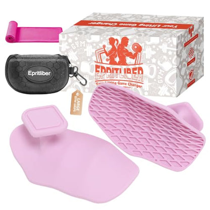 Large Anti-Slip Gym Workout Grips for WeightLifting,Silicone Hand Protector - color: Pink