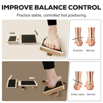 Single Leg Balance Board Wooden Foot Strengthener Trainer for Sprained Ankle and Achilles Tendon, Stability Training Plantar Fasciitis Relief, Stronger Ankles & Better Balance in 10 Minutes Daily