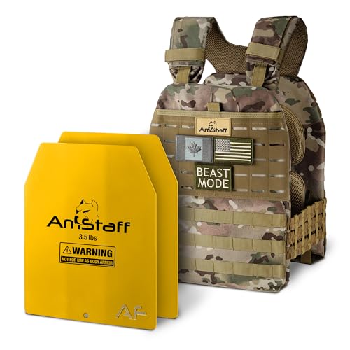 Amstaff Tactical Weighted Vest - Adjustable Weight Vests - Versatile Wearable Vest for Fitness Workouts, Strength and Endurance Training, Running - color: Multicam Green, style: 10 LB