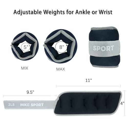 Ankle Weights for Women, 4 lbs Medium Intensity Adjustable Arm or Leg Weight Strap Set, Wrist Weight for Yoga, Walking, Aerobics, Jogging, Gym