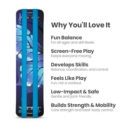 GIBBON SlackBoard, Balance Board Kids & Adults, Slackline Balance Trainer - color: Butterfly Plus with Stand