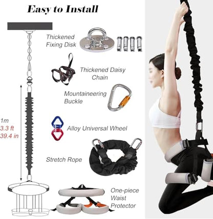 Bungee Resistant Band Anti Breaking, Suspension Aerial Yoga Stretch Rope with Breathable Belt, Bungee Fitness Set for Muscle Building/Body Contouring - size: 57.5-67.5 kg/126.8-148.8 lbs