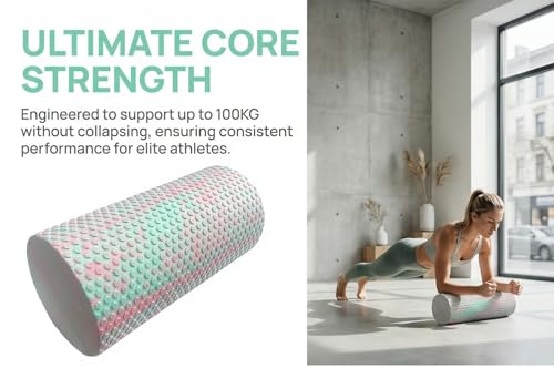 Travel Size Back Roller, High Density Foam Roller for Back Stretching, Physical Therapy, Yoga, Pilates, Post Workout Muscle Recuperation, 12" X 6" Round (Pink)