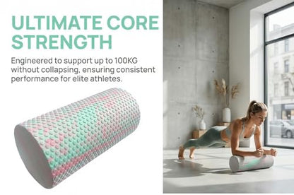 Travel Size Back Roller, High Density Foam Roller for Back Stretching, Physical Therapy, Yoga, Pilates, Post Workout Muscle Recuperation, 12" X 6" Round (Pink)