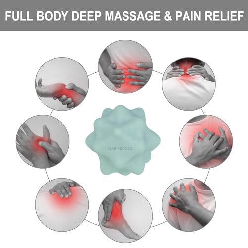 Small Spiky Massage Ball Trigger Point Massage Tool. Solid Bumpy Massager Balls for Deep Tissue Myofascial Release Hand Foot Plantar Fasciitis Pain Relief Knots Acupoint Yoga Fitness 2.2×2.1" (Green) - color: Green