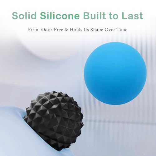 Massage Balls, 2 Pack Firm Silicone Massage Ball Set (Smooth & Textured, 3.54" & 3.22"), Deep Tissue Trigger Point & Myofascial Release for Back, Neck, Shoulder & Foot