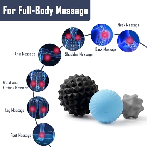 3-Piece Silicone Massage Ball Set for Deep Tissue and Trigger Points - Lacrosse Massage Balls for Myofascial Release, Muscle Knots & Plantar Fasciitis (Silicone Muscle Relief Set) - style: Silicone Muscle Relief Set