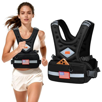 Weighted Vest Woman & Men, 6-10lb/8-20lb/8-30lb Adjustable weighted Vest With Pockets & Reflective Strips for Walking, Running, Hiking,Rucking, Workout, Strength Training - size: 6-10LB
