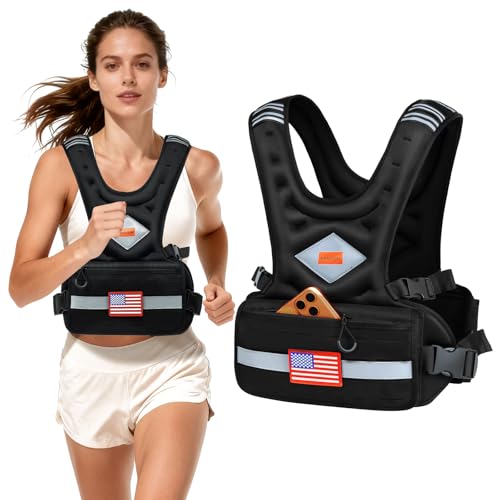 Weighted Vest Woman & Men, 6-10lb/8-20lb/8-30lb Adjustable weighted Vest With Pockets & Reflective Strips for Walking, Running, Hiking,Rucking, Workout, Strength Training - size: 6-10LB