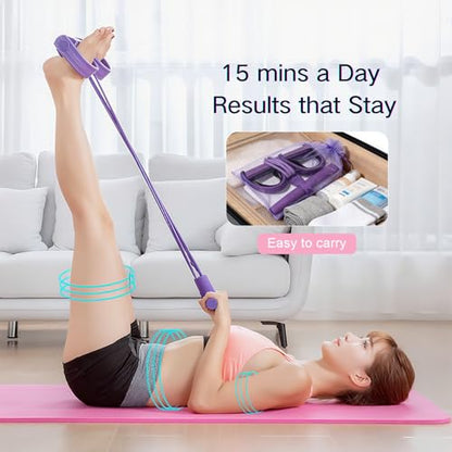 Fitness Resistance Bands Set with Handles & Ankle Straps - 4 Tube Exercise Bands for Arm, Leg, Strength Training, Stretching - Home Gym Workout Equipment
