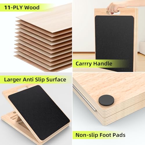 Adjustable Wooden Slant Board for Calf Stretching ,Portable Calf Strecther Incline Board for Knees Ankle Heel Feet Leg,Slanted Board for Physical Therapy - style: Standard Edition (15°-30°)