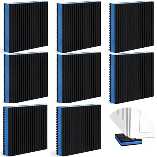 8 Pack Rubber Anti Vibration Pad, 4'' x 4'' x 7/8'' Heavy Duty EVA Sound Isolation Pads, Square Mechanical Vibration Damping Mat Floor Protector for Washing Machine, Dryers, Treadmill