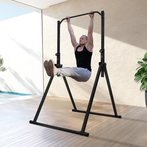 Pull Up Bar Dip Station, Foldable Pullup Bar Free Standing, Height Adjustable Pull Up Bar for Home Gym Strength Training Fitness Equipment, 440LBS - size: Without Handle