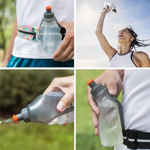 Running Water Bottles Flask BPA Free Leakproof Hydration Vest Packs Waist Belt Replacement for Triathlon Marathon Hiking Cycling Climbing Runner - color: #1 250ml / 8.5oz