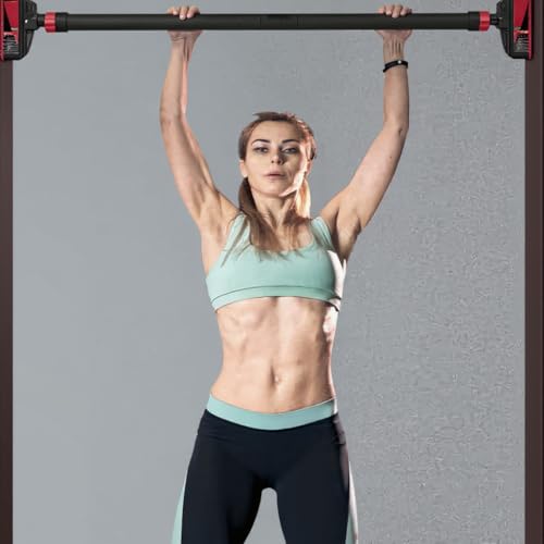 Pull Up Bar for Doorways, Chin Up Bar with Level Meter and Adjustable Width, Strength Training Bar No Screw Installation Needed