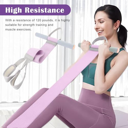 Full Body Resistance Band Set with Handles Yoga Pedal Resistance Band Anti-Broken Elastic Sit Up Pull Rope for Strength Training Stretch Bands Workout Equipment - color: Purple
