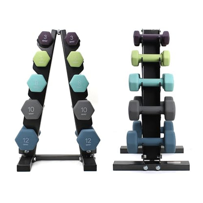 XPRT Neoprene Dumbbell Set with Rack - 5-Pair Weights for Home Gym