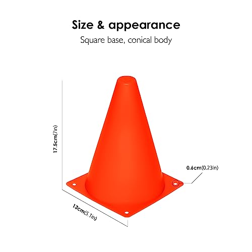 7.5 Inch Plastic Sport Training Traffic Cone (Set of 12, Orange)