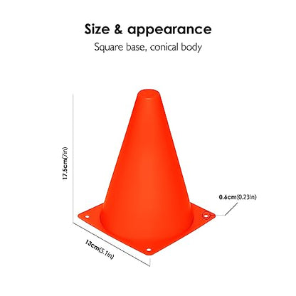 7.5 Inch Plastic Sport Training Traffic Cone (Set of 12, Orange)