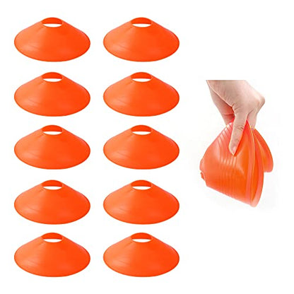 TNZMART Agility Ladder and Disc Cones Training Set Adjustable Rungs Training Ladder with 10 Plastic Sport Cones for Training - color: Orange, 6 hurdles