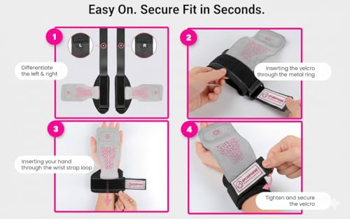Premium Crossfit Grips for Women – Anti-Slip Lifting Grips & Wrist Straps for Weightlifting, Workout, Deadlift, Pull-Ups, Barbell, Easy-to-Clean, Odor Free, Size Small & Medium - size: Medium (M)