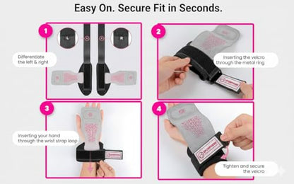Premium Crossfit Grips for Women – Anti-Slip Lifting Grips & Wrist Straps for Weightlifting, Workout, Deadlift, Pull-Ups, Barbell, Easy-to-Clean, Odor Free, Size Small & Medium - size: Medium (M)