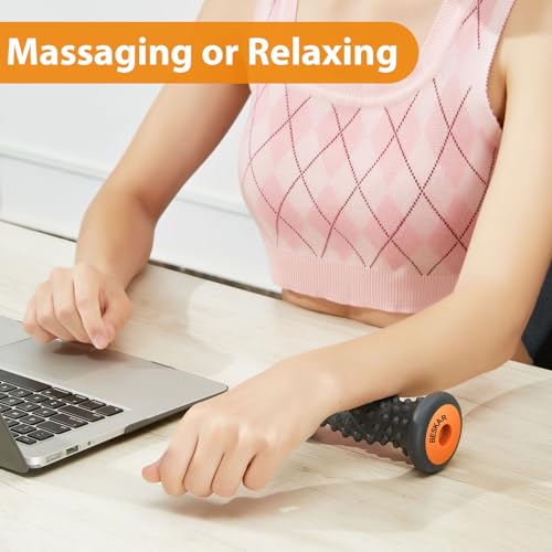 BESKAR Foot Massager Roller for Plantar Fasciitis Relief, Portable, Deep Tissue Muscle Massage, Foot Arch and Heel Pain, Reflexology Tool - color: Black