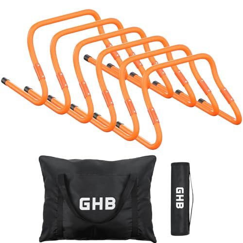 GHB Agility Hurdles 5/6 Pack Foldable Speed Agility Training Hurdles Adjustable Sturdy Hurdles Training Equipment Set with Carry Bag for Amateur, Athletes, Soccer, Basketball - style: 6 Pack Adjustable 8.3"&12.6"