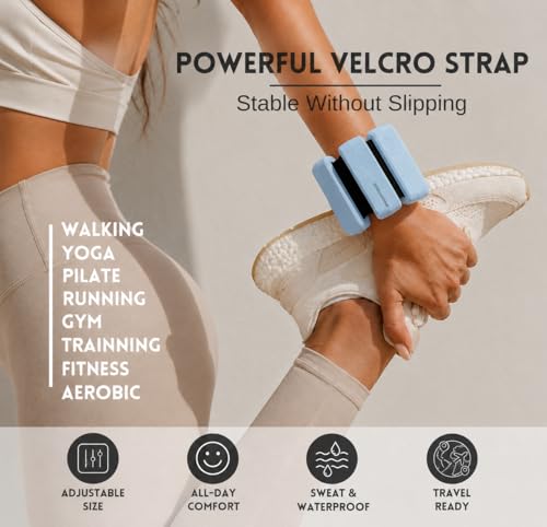 Adjustable Wrist & Ankle Weights for Women & Men – Wearable Weights Set for Walking, Pilates, Yoga, Barre, Running & Home Workouts – Comfortable Silicone Fitness Bands for Strength & Toning