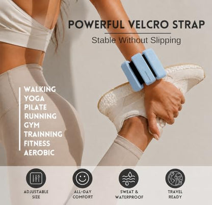 Adjustable Wrist & Ankle Weights for Women & Men – Wearable Weights Set for Walking, Pilates, Yoga, Barre, Running & Home Workouts – Comfortable Silicone Fitness Bands for Strength & Toning