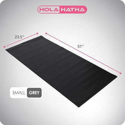 HolaHatha Lightweight Padded Exercise Yoga Mat, Non Slip Thick Foam Foldable Pad for Stretching and Workout Activity, 51 x 23.5" Small, Grey