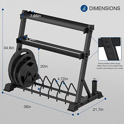 ULTRA FUEGO Dumbbell Rack 3-Tier Weight Plate Rack Storage Stand for Dumbbell/Kettlebell/Weight Plate and Curl Bar