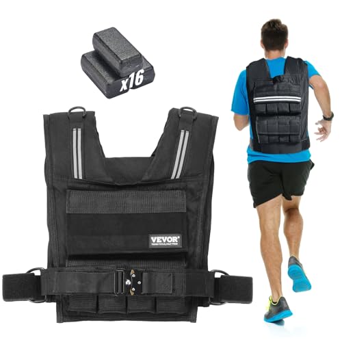 VEVOR Adjustable Weighted Vest, 11-20lb/20-32lbs/35lbs/40lbs Weight Vest with 6 Ironsand Weights and Reflective Stripe, Workout Equipment for Strength Training Running Jogging - color: 35 lbs