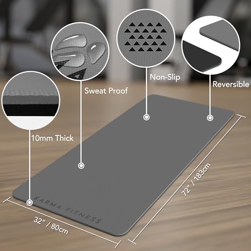 Large Exercise Mat – Extra Thick 10mm Workout Mat (72"x32") – Non-Slip TPE Yoga Mat for Women & Men – Pilates, HIIT, Fitness & Home Gym Mat – Includes Free Carry Bag