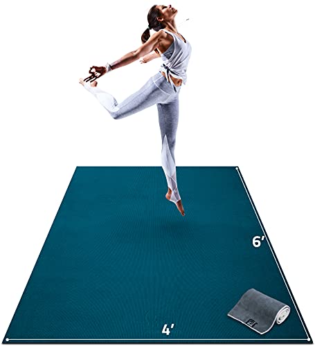 Gorilla Mats Large Yoga Mat – 6'x4', 7'x5' (8mm) Extra Thick & Wide Non-Slip Exercise Mat for Home Gym Flooring – Ultra Comfortable Workout Floor Mat for Barefoot Fitness, Anti Fatigue, Stretching