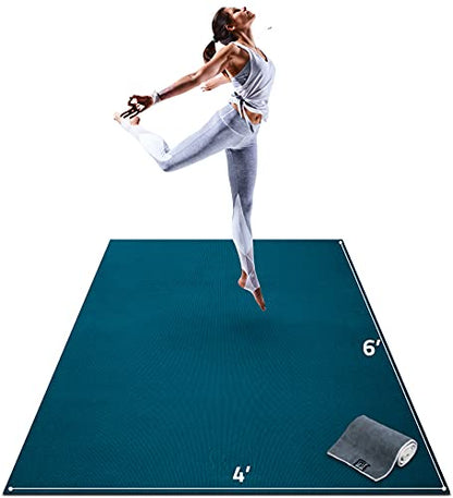 Gorilla Mats Large Yoga Mat – 6'x4', 7'x5' (8mm) Extra Thick & Wide Non-Slip Exercise Mat for Home Gym Flooring – Ultra Comfortable Workout Floor Mat for Barefoot Fitness, Anti Fatigue, Stretching