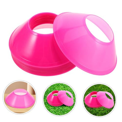Happyyami 20pcs Soccer Training Cones Vibrant Pink Agility Discs for Football Skating Practice Stackable Design for Enhanced Speed Coordination Drills