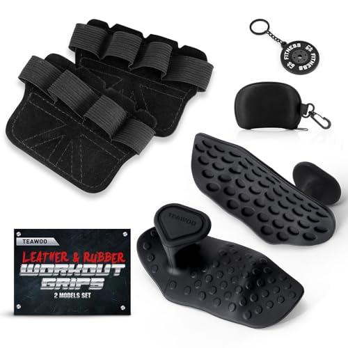 TEAWOO Anti-Slip Workout Grips, Ergonomic Palm Protection for Weight Lifting, Pull-Ups & Gym Training