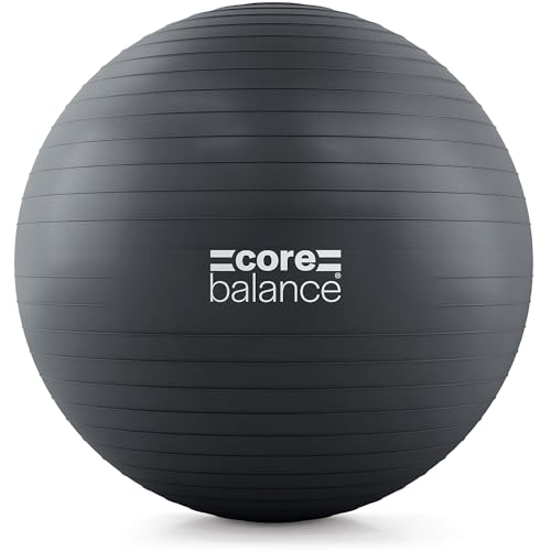 Core Balance Exercise Ball, Stability Ball for Yoga, Pilates and Fitness, Gym Ball for Home Gym and Office Chair, Training, Physical Therapy, Anti Burst, Pump Included, 55cm 65cm 75cm 85cm - color: Black, size: S (15–18in | 38–45cm)