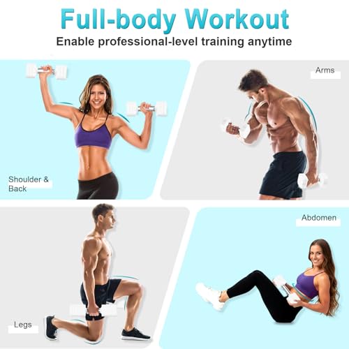 Hezeyferg 30.8LB Adjustable Dumbbell Set, Each Adjustable Weight Dumbbell with 6 Levels 4.4/6.6/8.8/11/13.2/15.4lb, Hand Weights Set for Men/Women Home Gym Exercise Workout - color: White