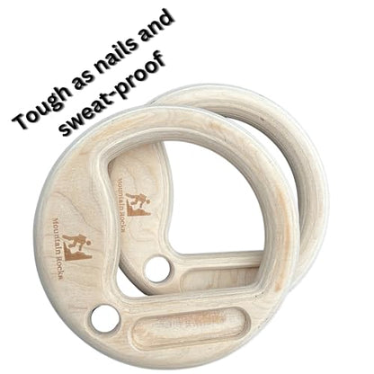 Name: Wood 32mm Gymnastic Rings with Finger Training hangboard | Wooden Gymnastics Rings | Portable Finger Training Board | Hang Grip Strengthener AU Gym Rings for Rock Climbing