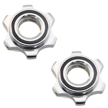 2PCS 25mm Hex Bar Bolt Silver Plated Iron Barbell Rotating Locking Ring Screws with Anti Slip Silent Washers Suitable for Weightlifting Training Equipment