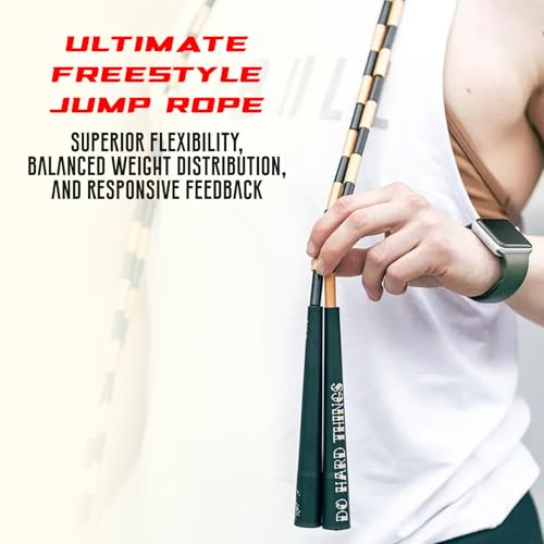 Elite Jumps - Do Hard Things Edge Beaded Jump Rope - For All Ages - Durable & Lightweight - 10ft Long Adjustable Rope - Tangle-Free - Shatterproof 1” Beads - Long Edge Handles