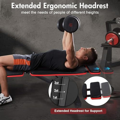 2026 Weight Bench, 770LBS Adjustable Workout Bench Foldable for Home Gym, Leg Extension and Extended Backrest for Bench Press Full Body Strength Training Exercise