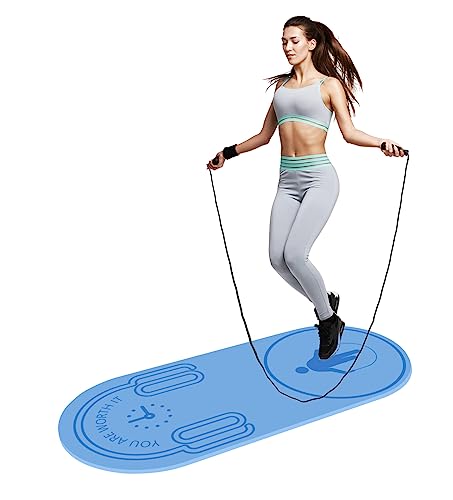 8/20/30mm Jump Rope Mat Fitness Exercise Mat Durable, Non-Slip, Workout Mats with Jump Rope & Carrying Bag for Home Gym Flooring (55"x 24")