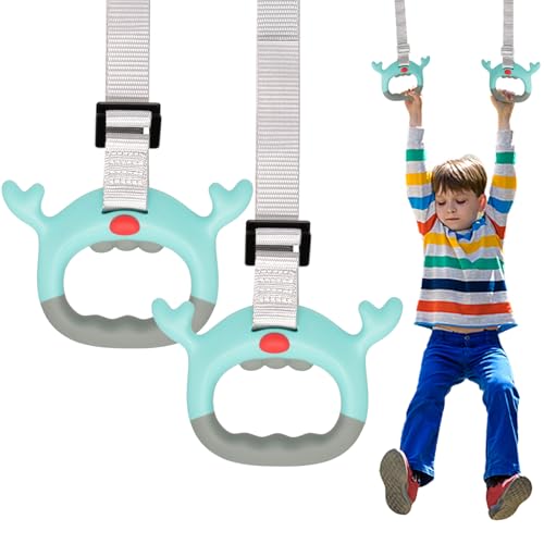 Gymnastics Rings, Professional Children Trapeze Bar Pull Up Rings, Playground and Home Exercise Gym Equipment, Children's Adjustable Strap Strength Training Rings - color: Green - 1.5M Strap