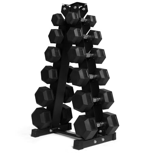 Ritfit 5-650 LBS PVC Encased Hex Dumbbell Sets with Optional Rack for Home Gym, Hand weight with Chrome Handle for Strength Training,Workouts - style: (10+20+25+30+40+50) 350LBS SET