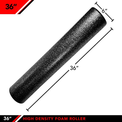 JFIT Extra Firm Foam Roller, 36 Inches, Black (20-0639)