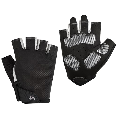 Fingerless Cycling Gloves Men Women Breathable Mesh Workout Gloves Anti-Slip UV Protection for Fitness Rowing Fishing - color: Black with Mesh, size: M - Half Finger